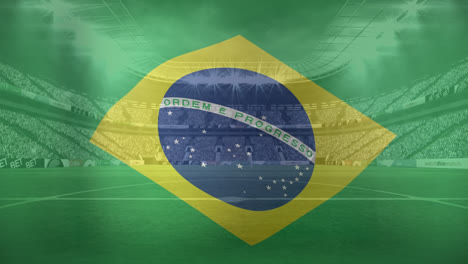 animation of waving flag of brazil over sport stadium