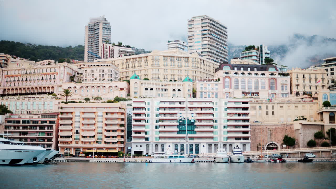 View of the building in the skyline of Monaco in the evening