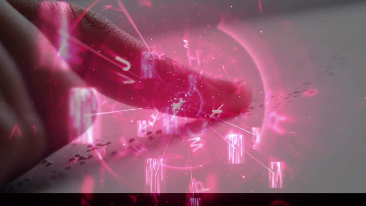 번호가 바뀌는 애니메이션과 브라이일 문자를 읽는 사람에 대한 데이터 처리