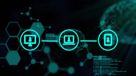 animation of network of connections with human brain and data processing
