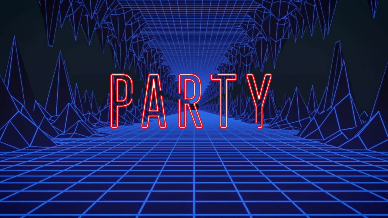 산 위의 파티 텍스트의 애니메이션