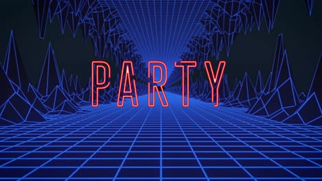 animation of party text over mountains