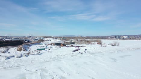 Drone-Shot,-Ice-coneing-race-start