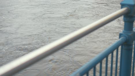 Fast-flowing-ice-cold-Winter-river-beyond-railings