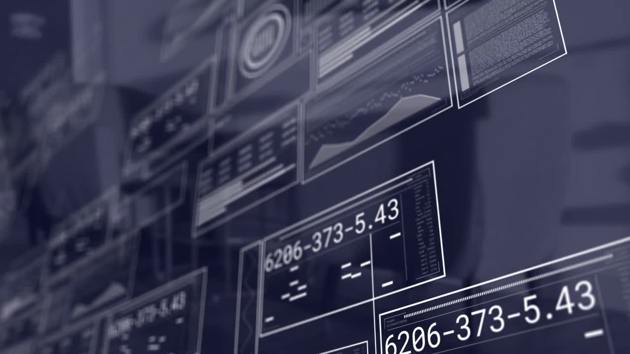 animazione dell'interfaccia con l'elaborazione dei dati contro il caffè vuoto in ufficio