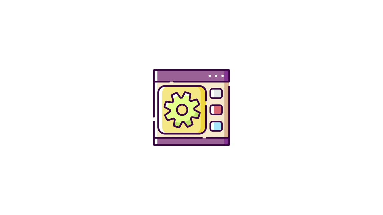 Animated Web Browser Window with Rotating Settings Gear Icon
