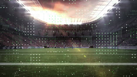 animation of data processing over sports stadium