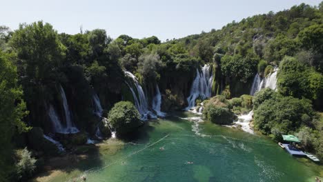 aerial view of kravica waterfalls, beautiful serene natural site in bosnia and herzegovina