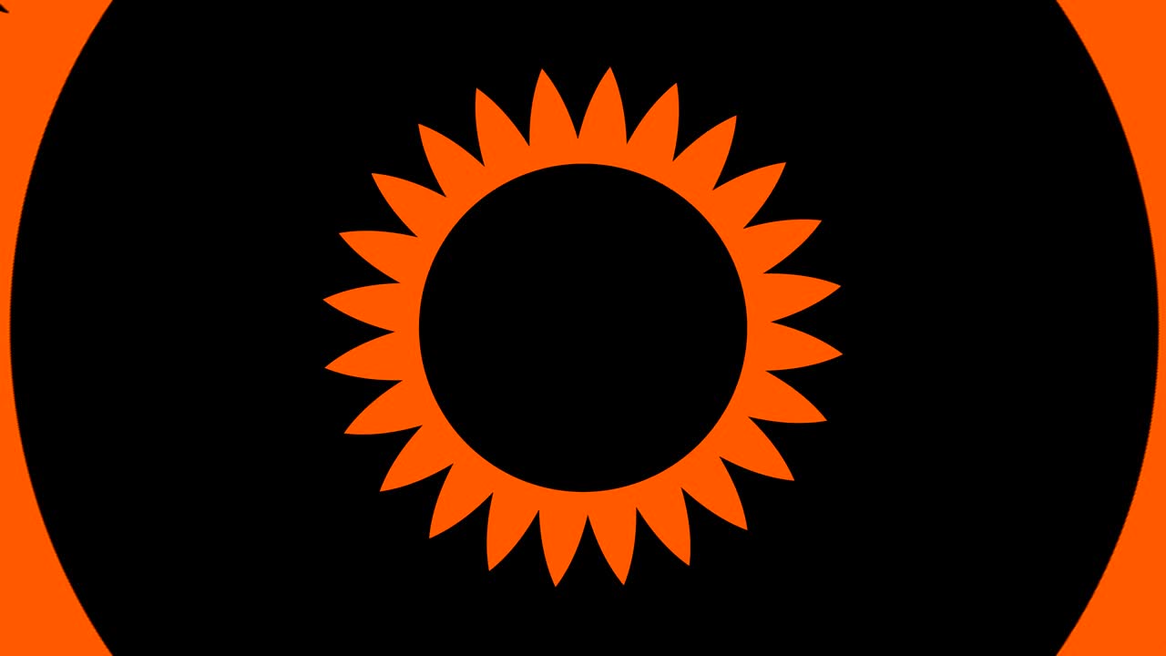 diseño gráfico que gira en el centro y aumenta el tamaño, para cubrir todo el fondo y desaparecer.