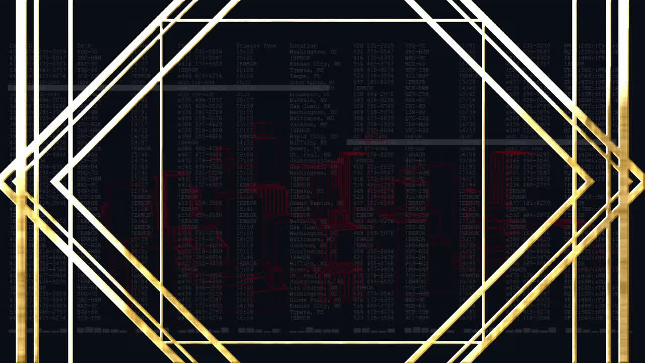Hexagonal lines animation over financial data and stock market figures