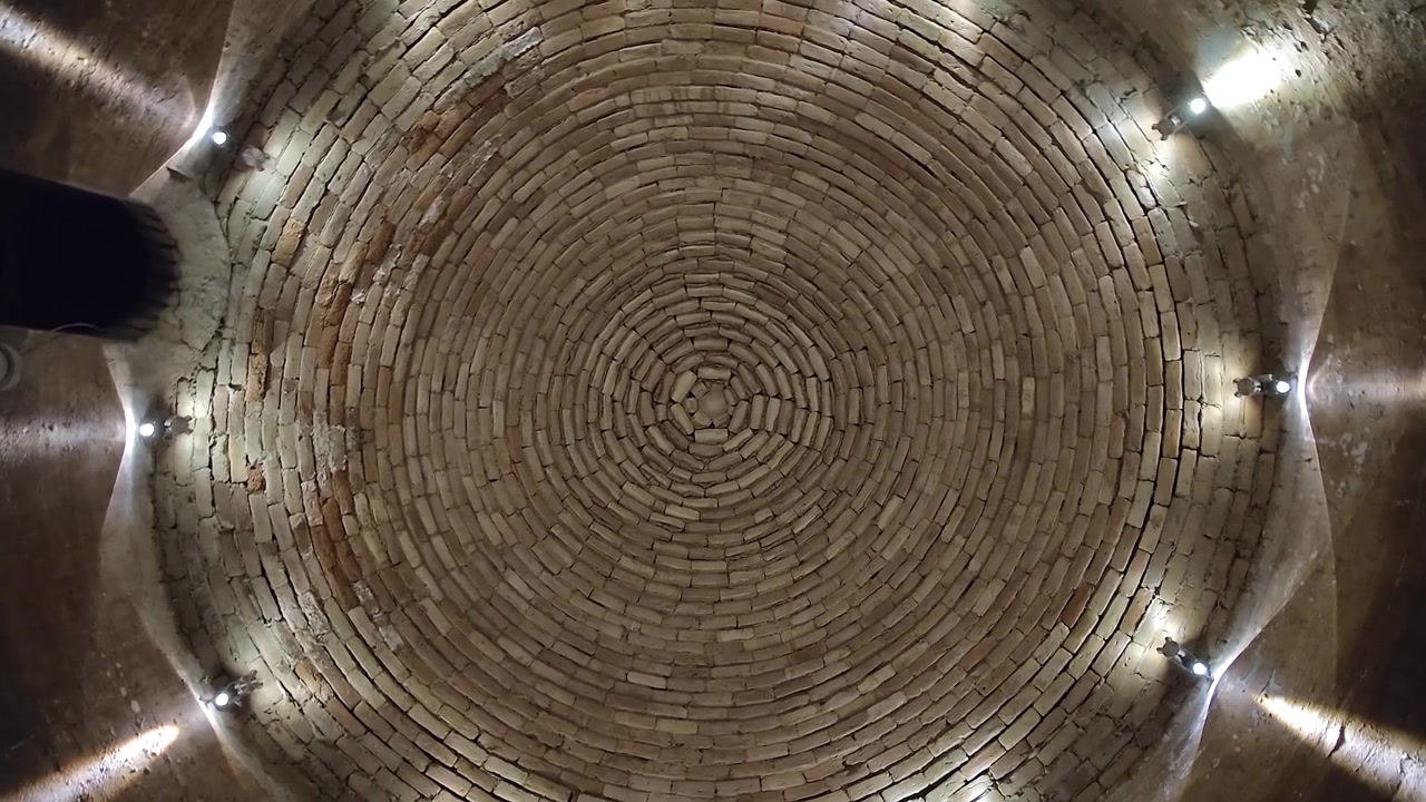 Low Angle View of Circular Brick Dome Ceiling