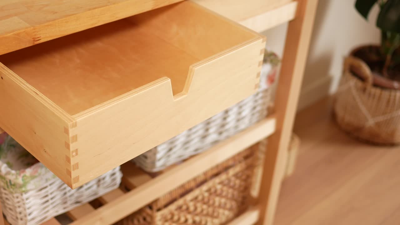 Storage Shelf with Open Drawer