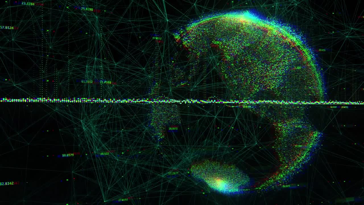 연결 네트워크와 검은 바탕의 지구에 대 한 여러 번 변경 숫자