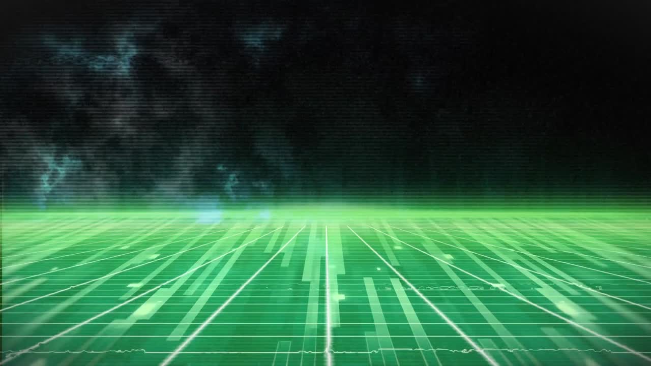 빛나는 초록색 빛의 트레일이 끊임없는 루프로 움직이는 애니메이션