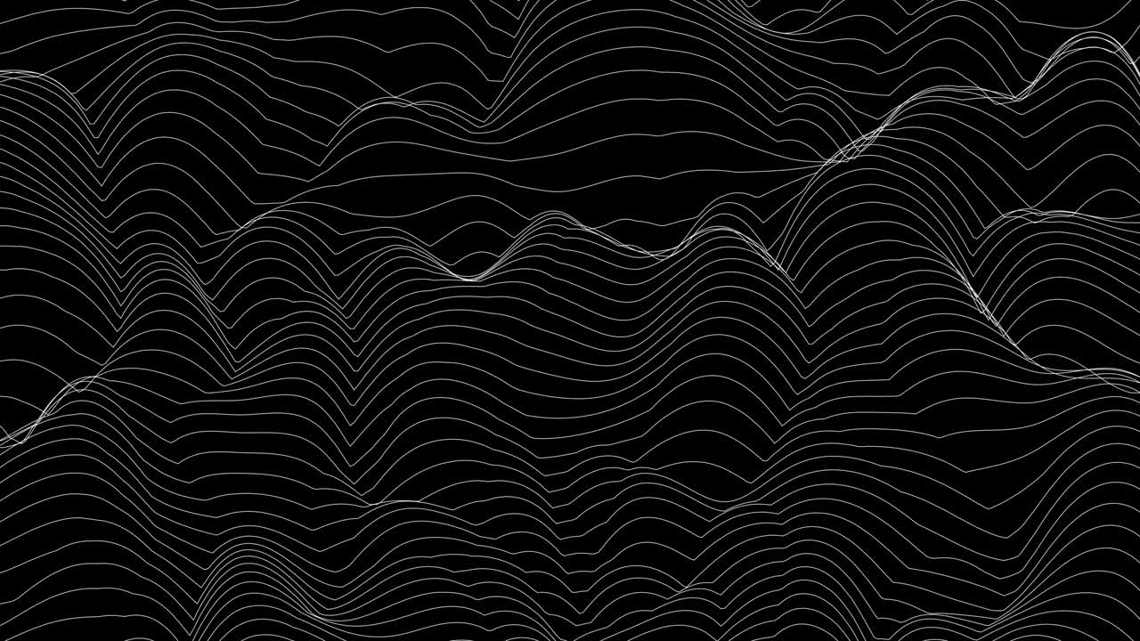 Trendy ultra thin striped loop animation with wave distortion lines. Abstract noise landscape. Procedural ripple background. 4k UHD.