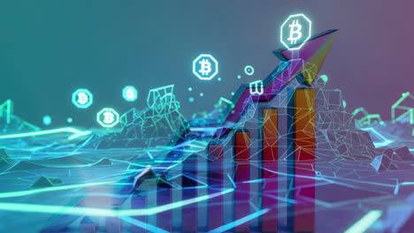 futuristic representation of bitcoin and cryptocurrency market growth