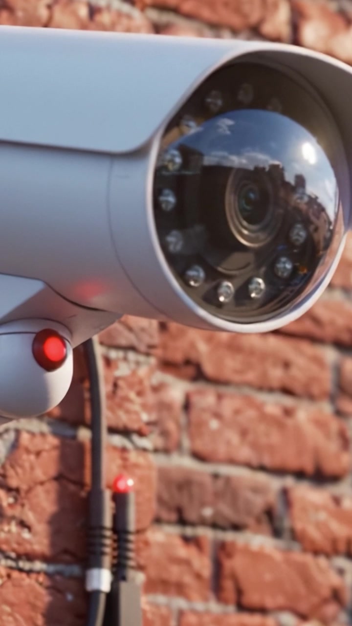 Advanced Security Camera Monitoring Technology Mounted on Brick Wall with Clear View and Connectivity Options, Ideal for Surveillance Applications and Safety Measures