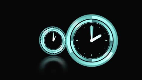 animation of clocks on black background