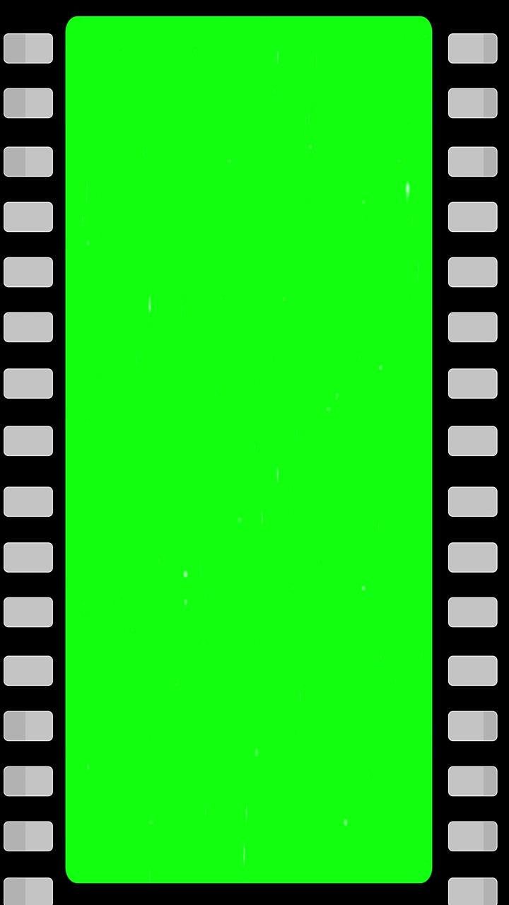 Bordo cinematografico Chroma con centro verde brillante, lati con striscia nera classica e sottile texture da vecchio cinema applicata con chiave cromatica