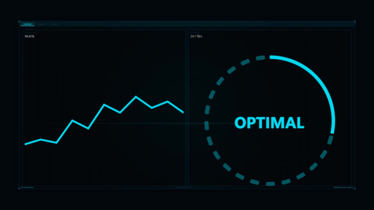 Digital Dashboard Displaying Real-Time Data Analytics and Optimal Status