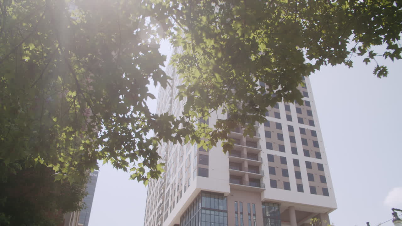 Modern Apartment Building with Trees