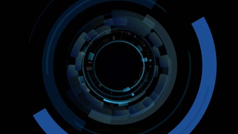 tecnología de línea de cricle azul fondo de movimiento gráfico con canal alfa. fondo de círculo futurista moderno. concepto de fondo tecnológico