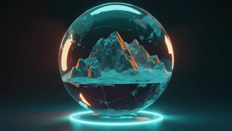 mountains in a glass sphere