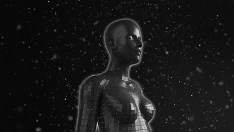 Animación-Del-Cuerpo-Humano-Gris-Y-Red-De-Conexiones-Sobre-Fondo-Negro