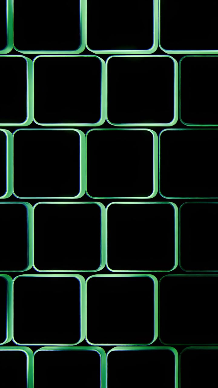 Abstract Background of Glowing Green Neon Square Frames