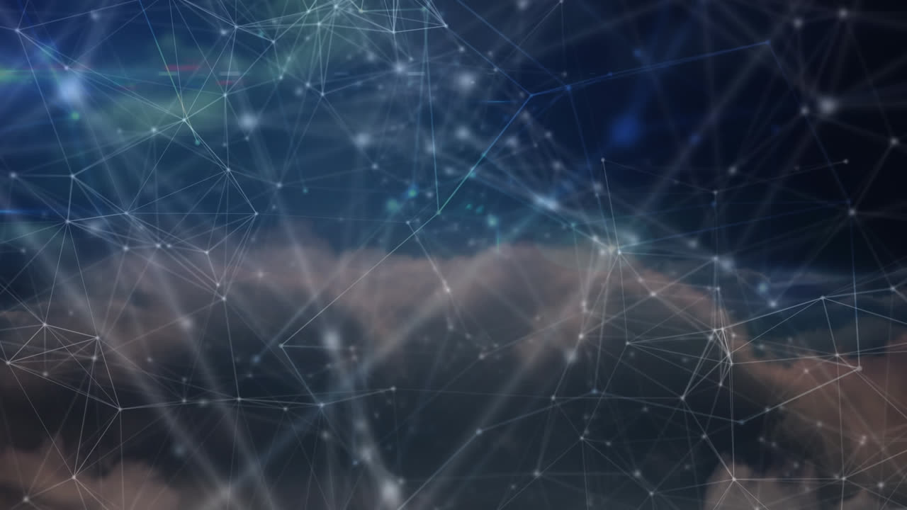 Animation of computer circuit board and network of connections