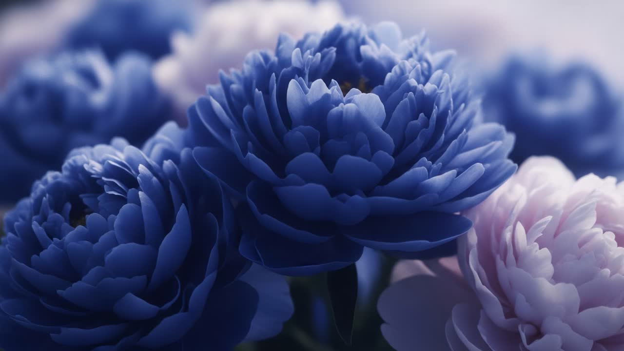Close-up of Vibrant Blue Peonies in a Bouquet