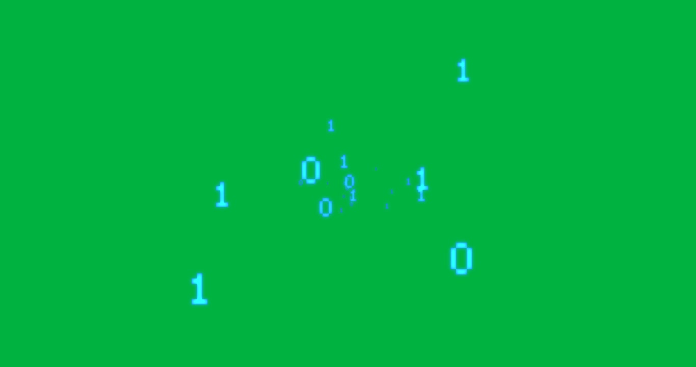 Animation of blue binary coding processing on transparent background