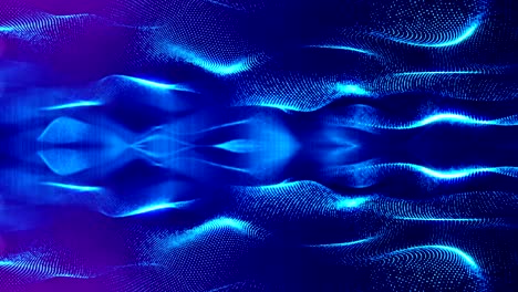 particles form line, surface grid or mysterious virtual space. 3d seamless animation as digital science fiction background of glowing particles with depth of field, bokeh. blue strings 10