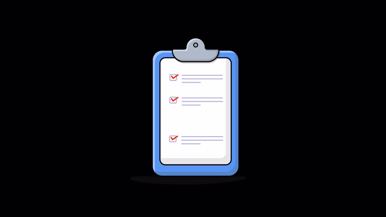 Animated Checklist on Clipboard with Pencil