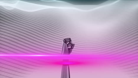 animación de una luz rosada brillante sobre el brazo del robot
