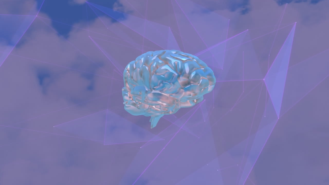 Animazione di un cervello digitale su cielo