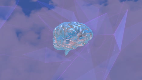 animación del cerebro digital sobre el cielo