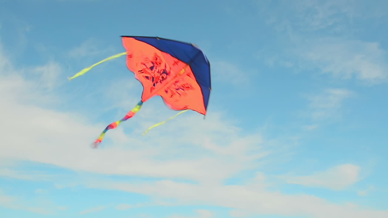 Cometa volando en el cielo. Verano en la orilla del mar.