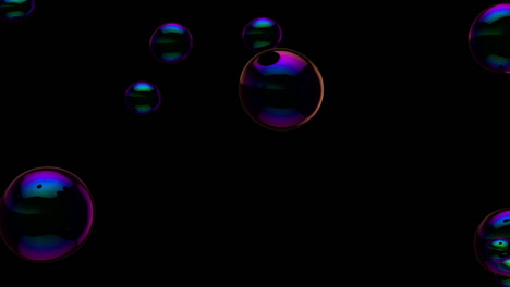 soap bubbles floating in dark room