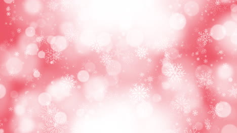 pink winter background with snowflakes