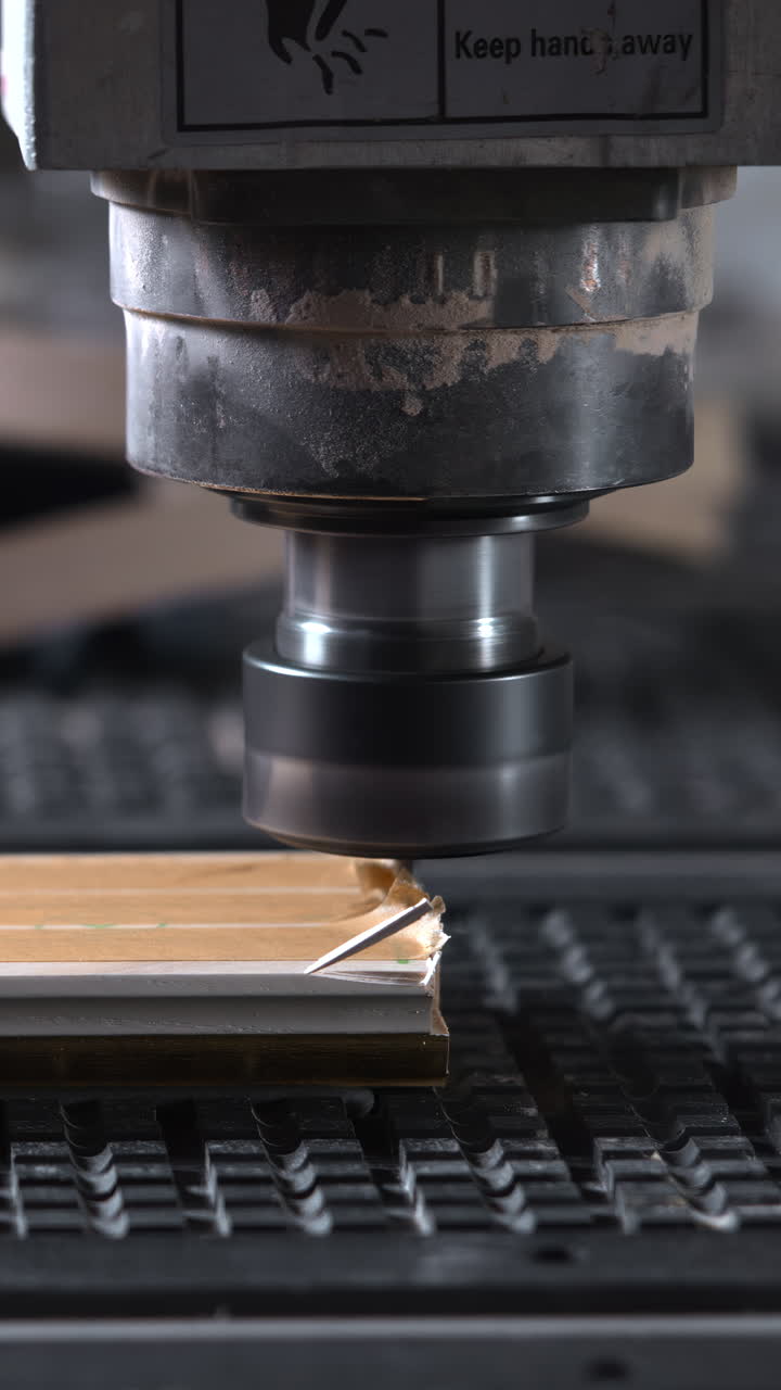 Contornatura CNC di modanature ornamentali, passata di finitura con fresa ad alta velocità, utensili da officina e profili di ricambio.