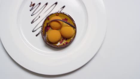 gourmet chocolate tart with orange mousse