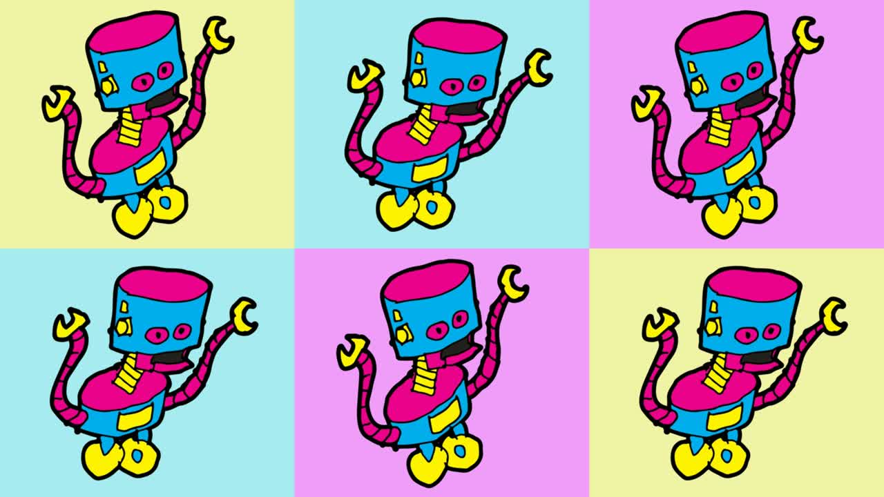 kids drawing pop art seamless background with theme of robot