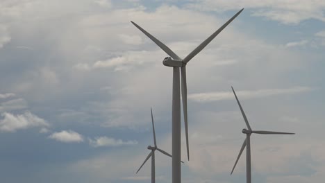 wind turbines spinning back view