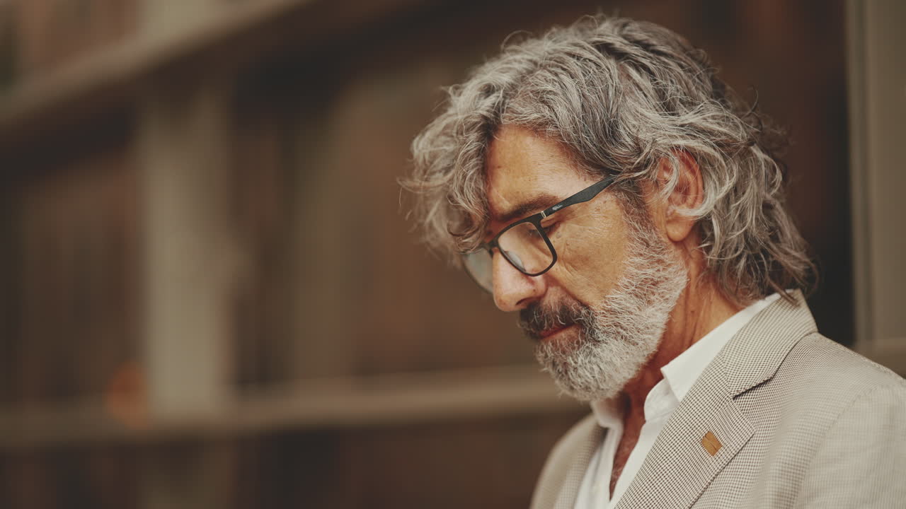 Thoughtful Older Man in Suit