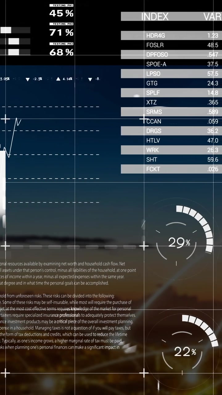 Overlaying landscape background, charts and graphs in animation for data visualization