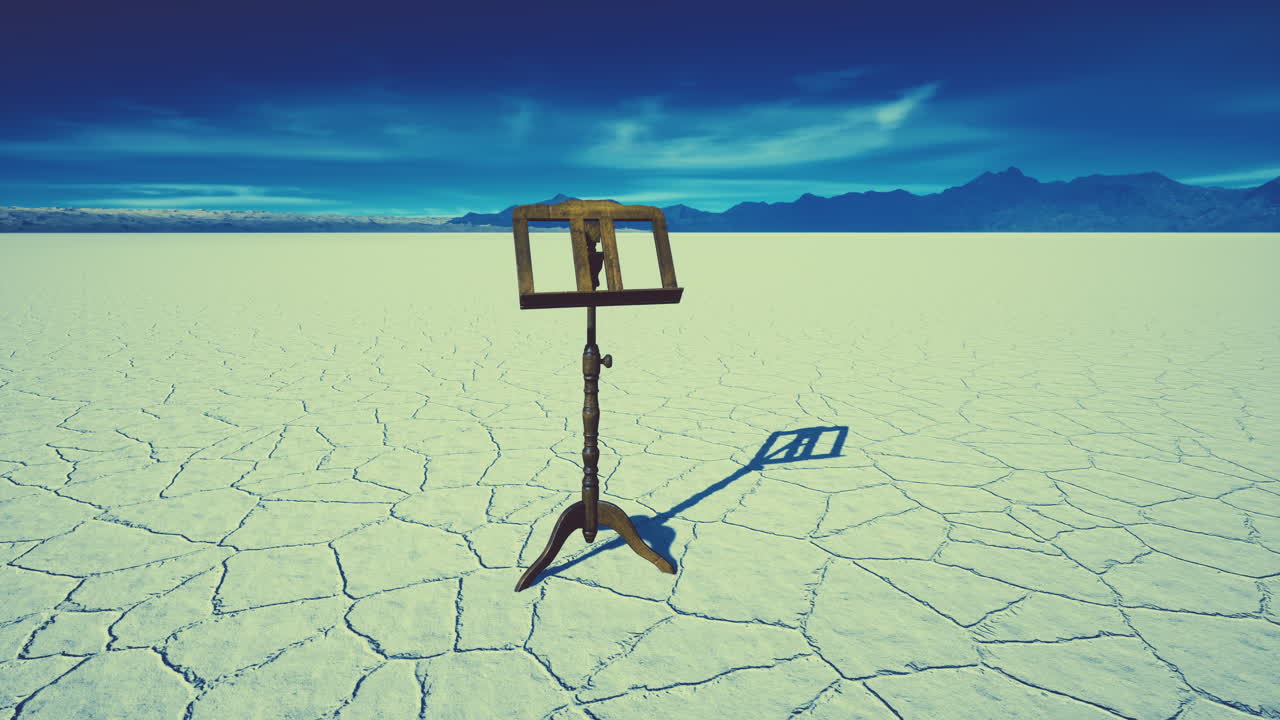 ⁇ 은 음악 스탠드는  ⁇  소금 사막에 있습니다.