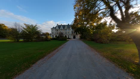 fpv blazing toward peaceful grafenegg castle