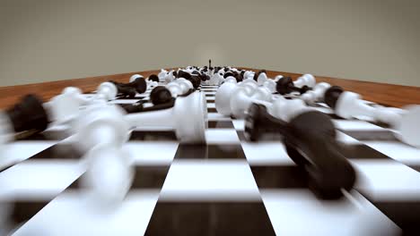 Black chess king wins, black and white dead, chess pieces