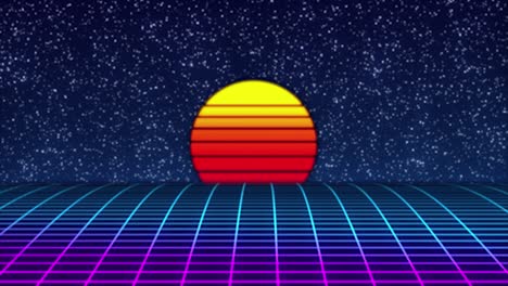 retro futuristic sunset grid background